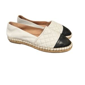 J/Slides Quiltie Leather Flats 8 White